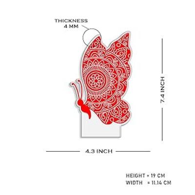 Butterfly Mandala Art Design 3D Illusion Night Lamp with Warm White Light  Table Lamp Home Decor Light